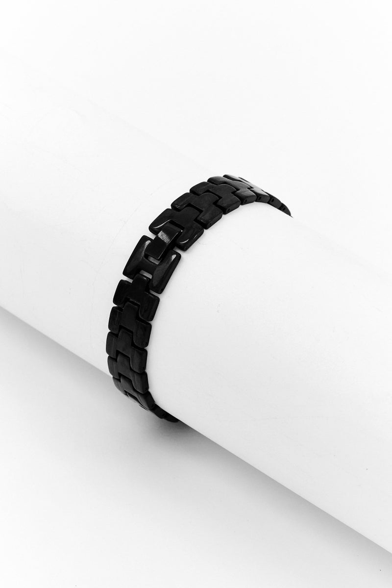 Steeltime Men Stainless Steel Link Bracelet, Black - Image 2